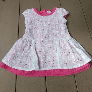 🌺 pretty in pink and white toddler dress 24 mo